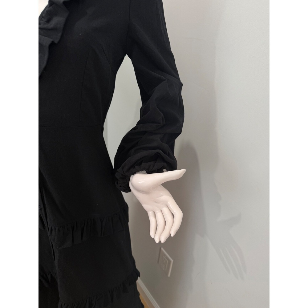 Commense Cotton & Linen Semi-Sheer Ruffle Maxi Dress Flowy Black Dress size XS - Picture 7 of 8